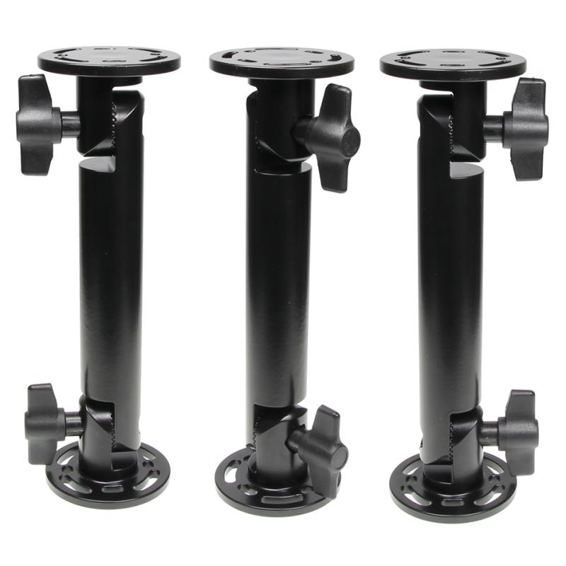 Sockelhalterung mit Fl&uuml;gelmuttern, Gesamtl&auml;nge: 214mm, Durchmesser: 64mm, Farbe: Schwarz