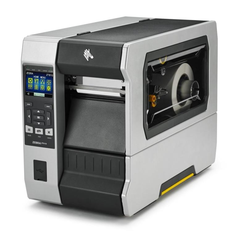 Zebra ZT610 Micro Label Printer, 600dpi, Rewinder, Displ, RTC, BT,  LAN